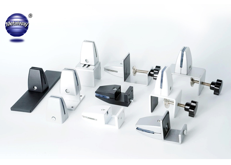 Adjustable Black Aluminum Alloy L-Shaped Electroplated Desktop Divider Clip Free Drilling Desk Panel Fixing Acrylic Glass Clamp