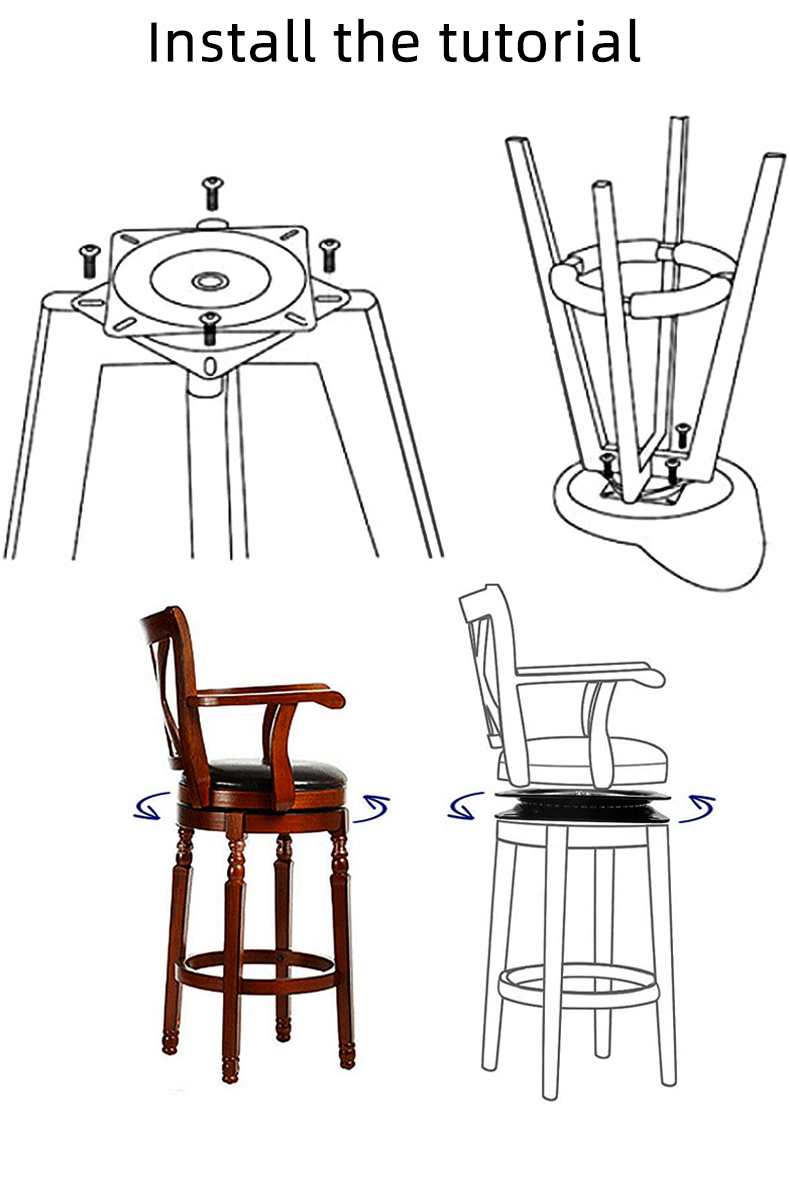 Heavy-Duty Iron Swivel Plate with Solid Ring Ball Bearing Dining Chair Base Furniture Hardware 360 Degree Rotation Eco-Friendly