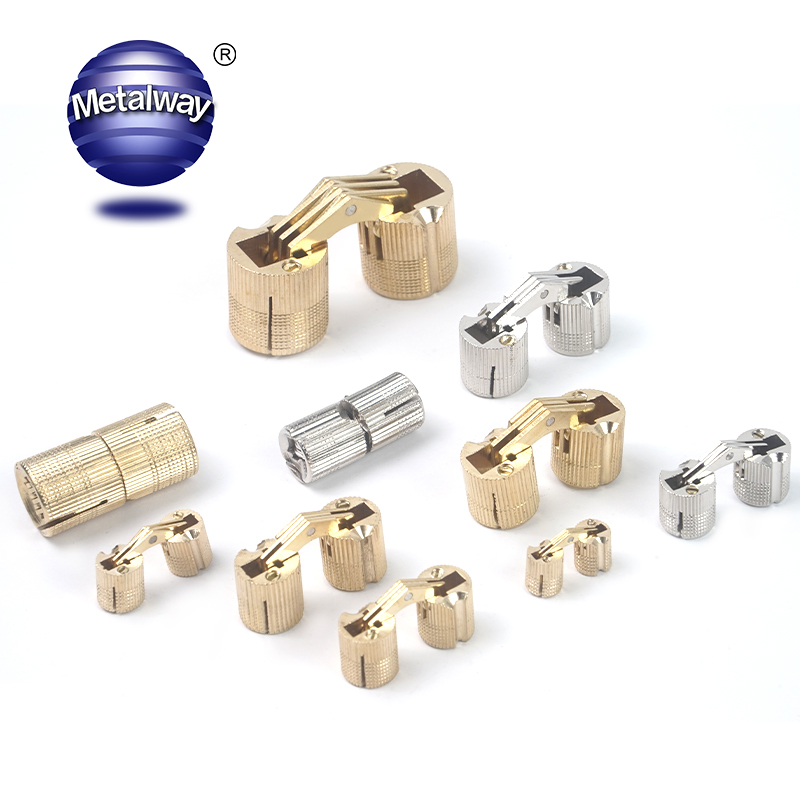Concealed 3D Adjustable Brass Cylinder Barrel Hinges Soft Closing Hiding Modern Design M8-M24 Size Kitchen Bedroom Apartment