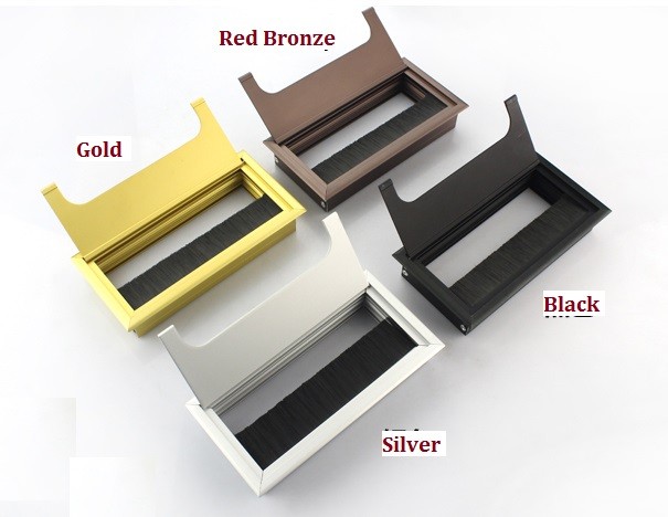 Aluminum Alloy Computer Desk Cable Grommet Box Square Cable Hole Table Wire Guide Cable Grommet Box Office Desk Grommet