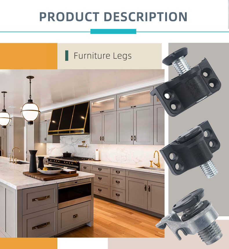 Modern Minimalist Chrome Iron Heavy Duty Adjustable Furniture Legs for Bedroom Living Room Home Office Outdoor-Side-Mounted