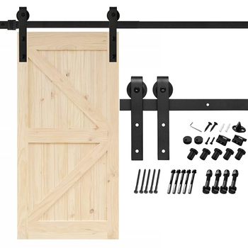 Frameless sliding barn door hardware kit with soft buffer