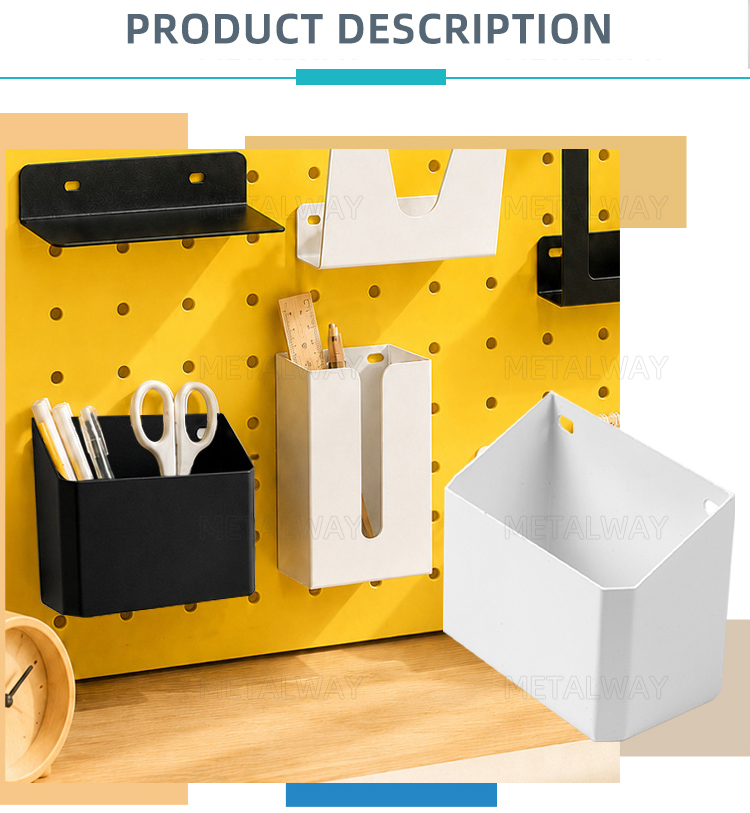Square Pegboard Parts Boxes Heavy Duty Metal Hooks Kitchen Bathroom Wall Mount Storage-Space-Saving Modern Powder Coated Tools