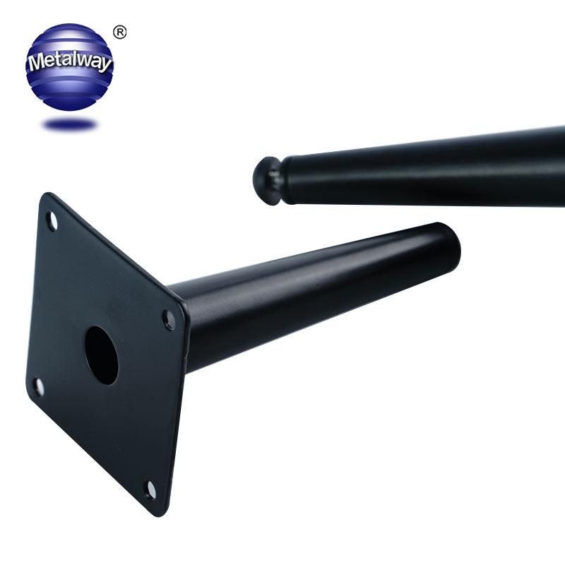 Iron Adjustable Conical Shaped Furniture Legs 6 Inches Black Powder Coated for Sofa Bed & Dining with 10mm Adjustment