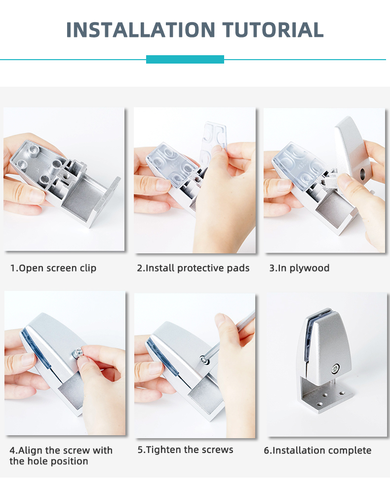 Movable Aluminium Alloy Office Desk Glass Dividers Fixing Clip Holder Privacy Screen Panel Partition Bracket Clamp Multi-Finish