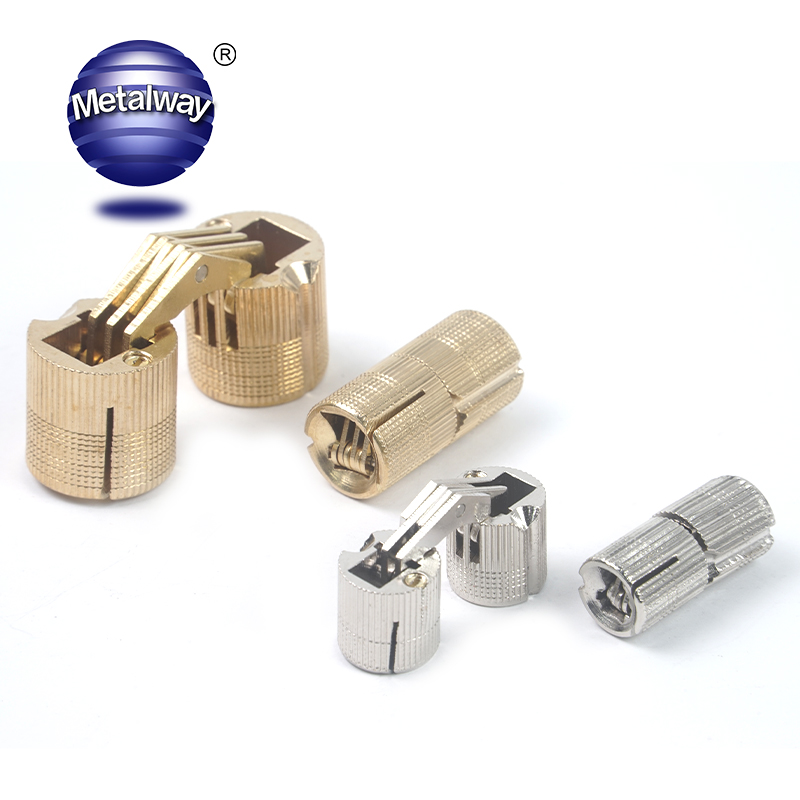 Concealed 3D Adjustable Brass Cylinder Barrel Hinges Soft Closing Hiding Modern Design M8-M24 Size Kitchen Bedroom Apartment