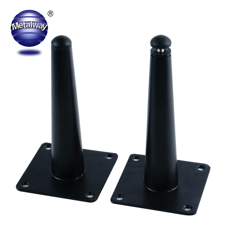 Iron Adjustable Conical Shaped Furniture Legs 6 Inches Black Powder Coated for Sofa Bed & Dining with 10mm Adjustment