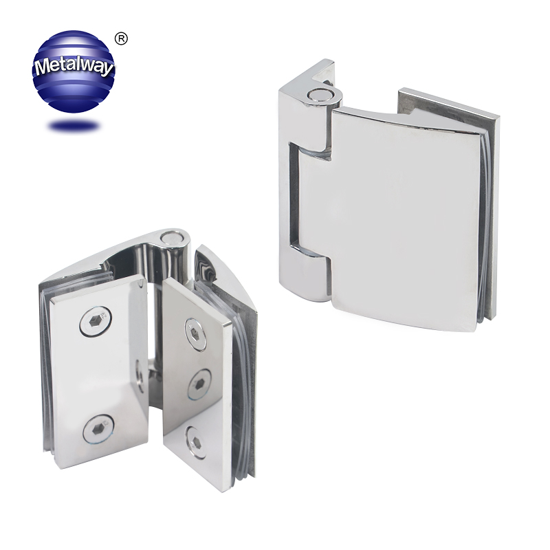 Stainless Steel 180 Degree Frameless Door Clamp Glass to Glass Circular Arc Shower Hinge