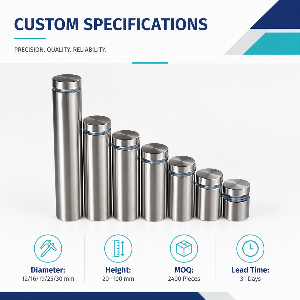 High Quality Stainless Steel Alloy Sign Standoff Screw Fastener for Acrylic Glass Signboards Advertising